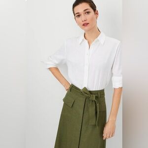 Ann Taylor Weekend Shirt White Size XL Relaxed Linen Blend NWT